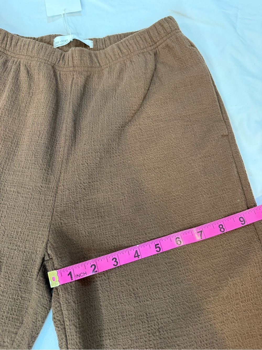 Oak + Fort Brown Ribbed Elastic Waist Straight Leg Pants XS NWT - Picture 7 of 12